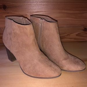 Suede Tan Ankle Boots Heels